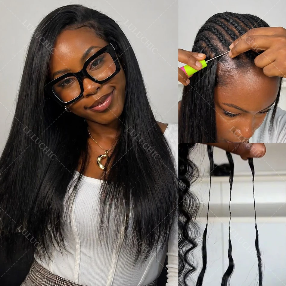 Straight Crochet Human Hair Extensions Knotless Feather Braids Pre Separated Invisible Brazilian Lightweight Crochet Human Hair 4