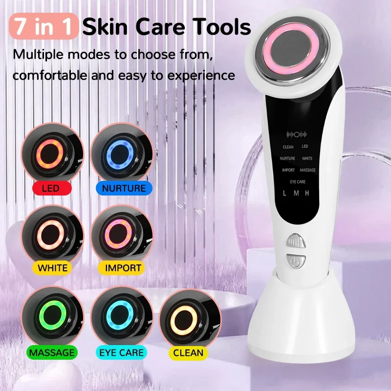 7 Color Face Lift Device Microcurrent Skin Rejuvenation LED Facial Massager Light Therapy Anti Aging Wrinkle Beauty Apparatus