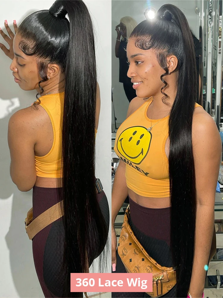 Straight 360 Full Lace Frontal Wig Human Hair Brazilian 4x4 13x4 Transparent Human Hair Lace Front Wigs For Women 38 40 46 Inch