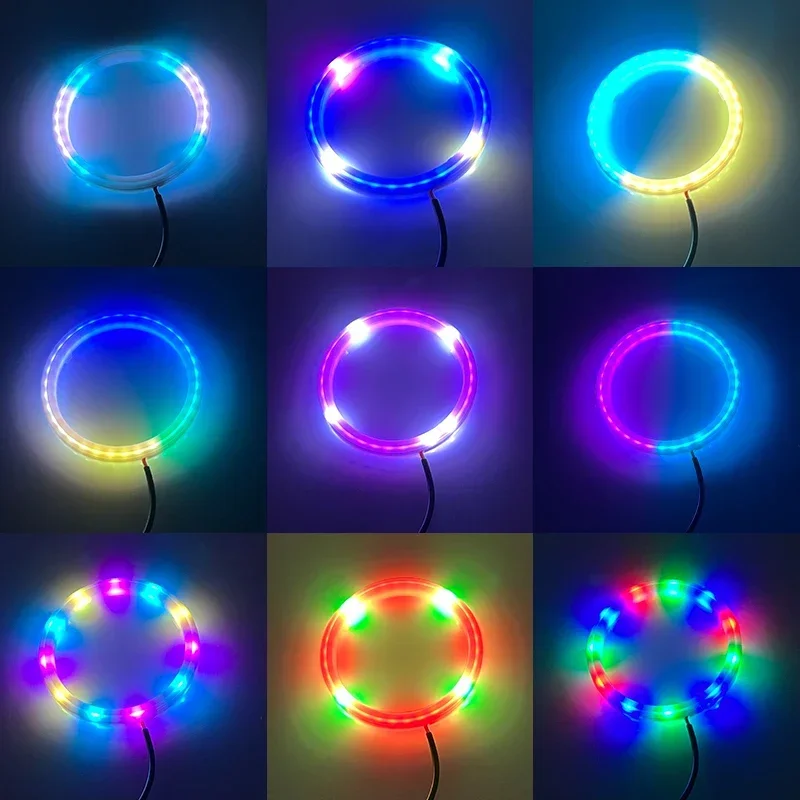 Motorcycle Led Lights Motorcycle Accessories 12V Motorcycle RGB Angel Eyes Halo Rings Lights with Turn Signal Lights APP Bluetooth LED Motorcycle Retrofit DRL Headlight