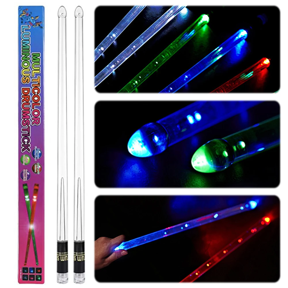 LED Light Up Drumsticks 15 Color Changing Professional Cool Drumsticks LED Light Up Drum Sticks Jazz Drum Sticks Drummer Gifts