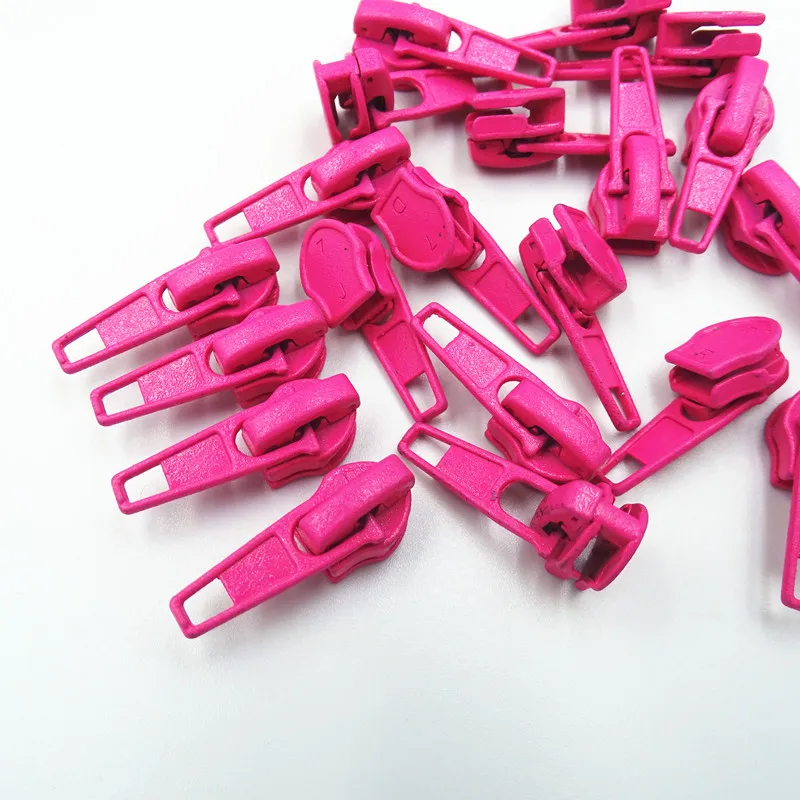 100Pcs 5# 20 Colors Nylon Coil Auto Lock Zipper Puller DIY Sewing Tool