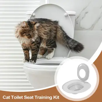 Kit per l'Addestramento al Vasino per Gatti, Sedile Riutilizzabile per WC, Lettiera, Trainer per Animali Domestici, Accessori per la Pulizia degli Animali