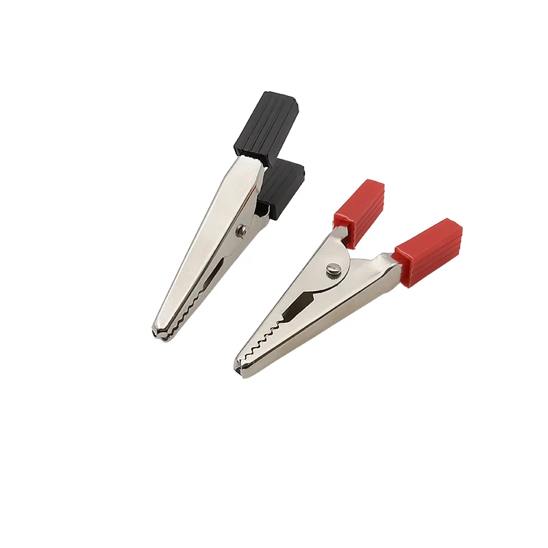Metal Crocodile Clip Red Black Plastic Handle Alligator Clamps Electronic Test Probe Clips Length 45mm 10Pcs