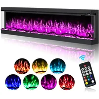 3 Sided Electric Fireplace Inserts, 80 inch Eletric Fire Place Heater, Modern Built in Wall Fireplace with Realistic Led Flame 1