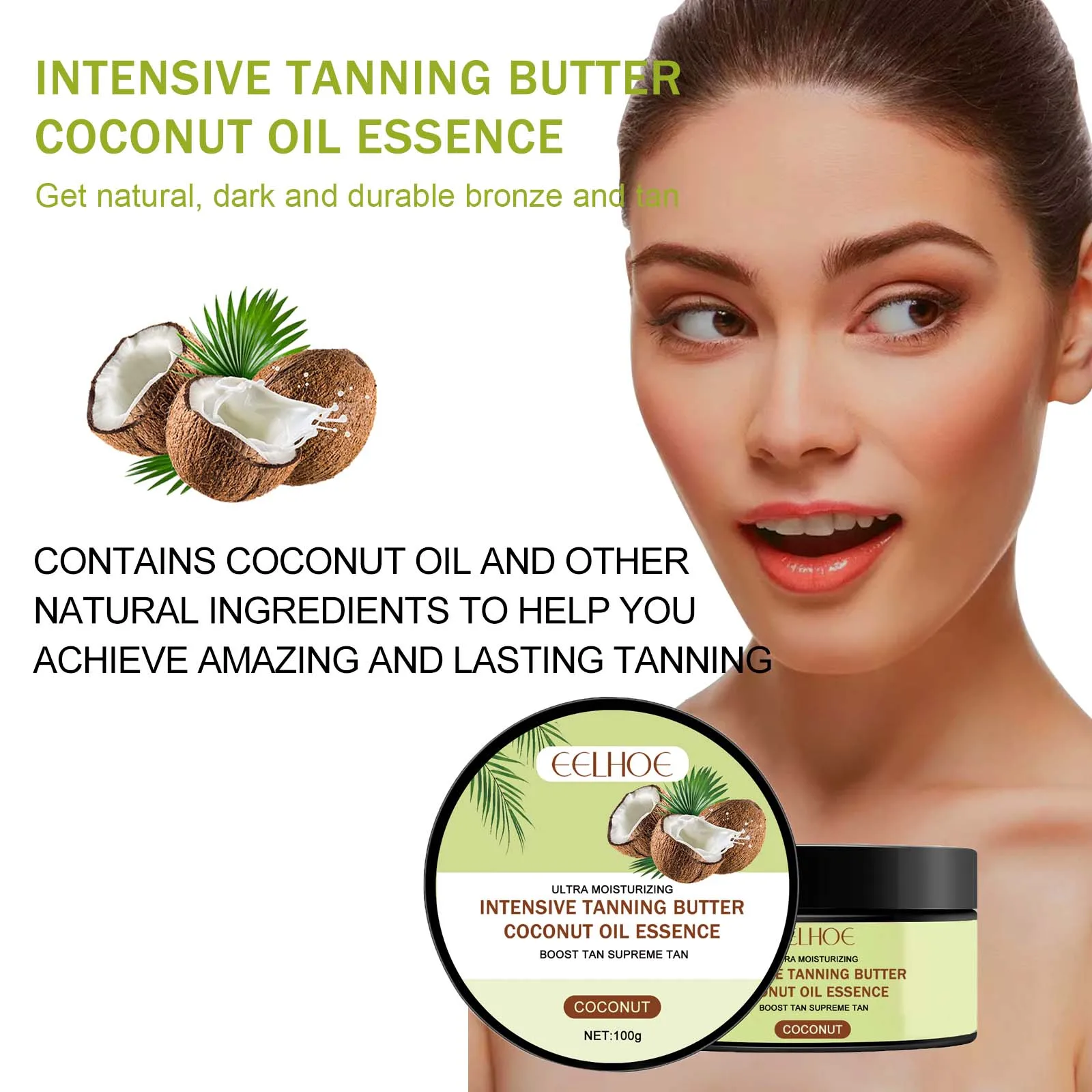 Coconut Body Tanning Cream Summer Outdoor Solarium Self Tanning Even Skin Tone Moisturizing Long Lasting Bronzing Skin Achieve