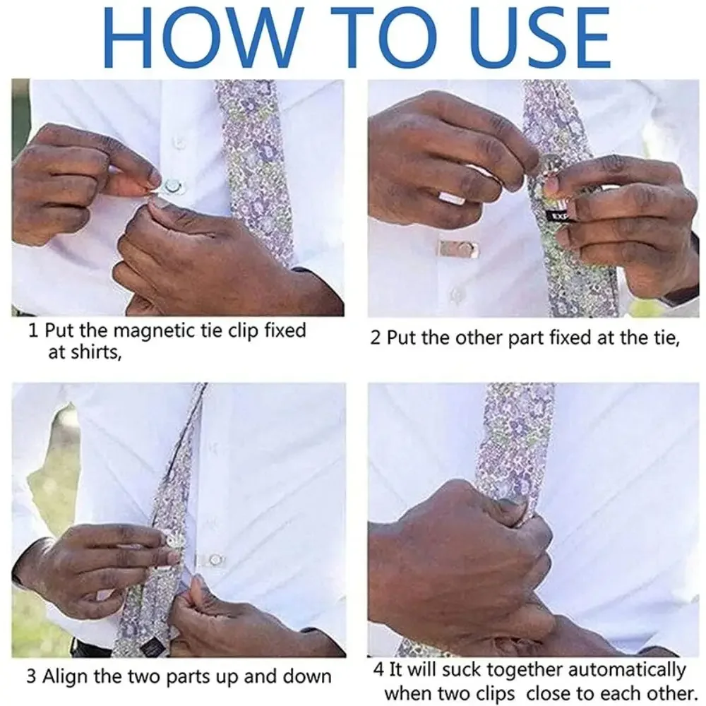 Magnetic Invisible Tie Clip Automatic Fixing Buckle Anti-wrinkle Anti-swing Tie Holder Clips Necktie Collar Hidden Clasp For Men