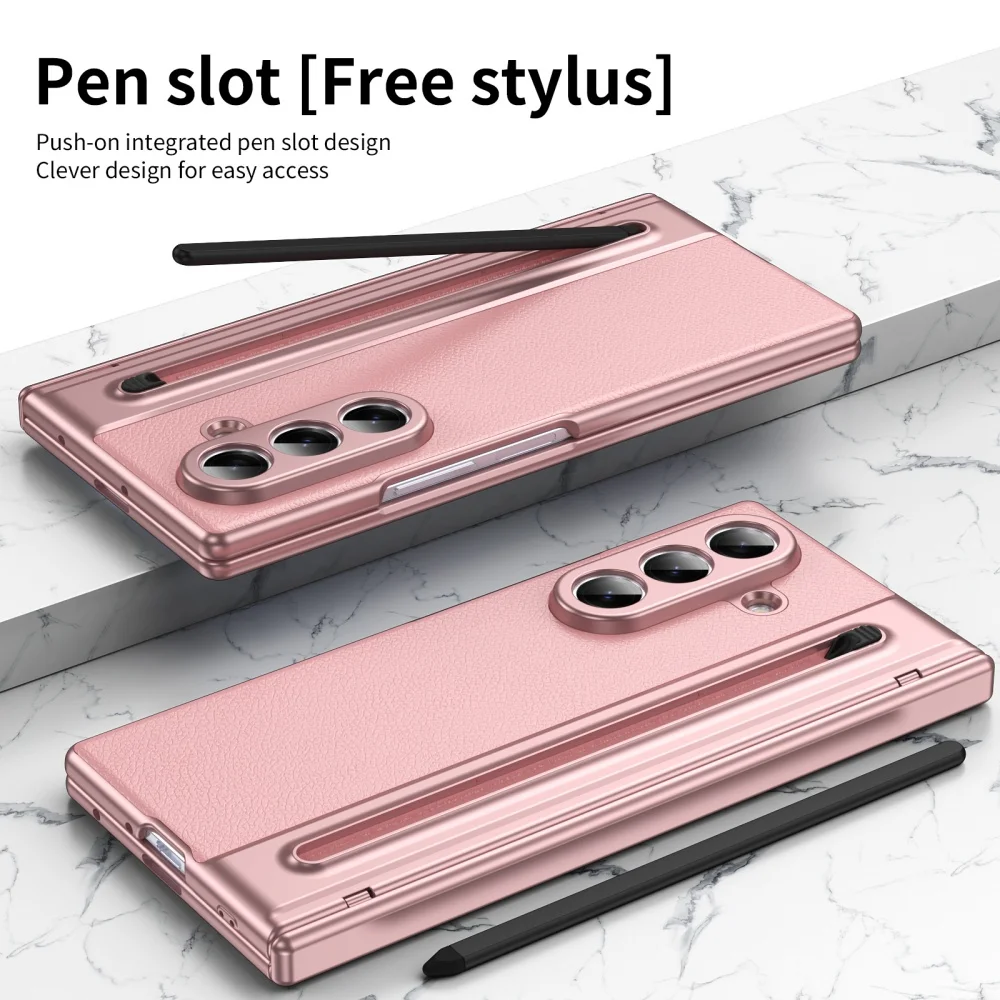 Luxury Leather Case with Hinge Protection and Pen Slot - Includes Glass Film