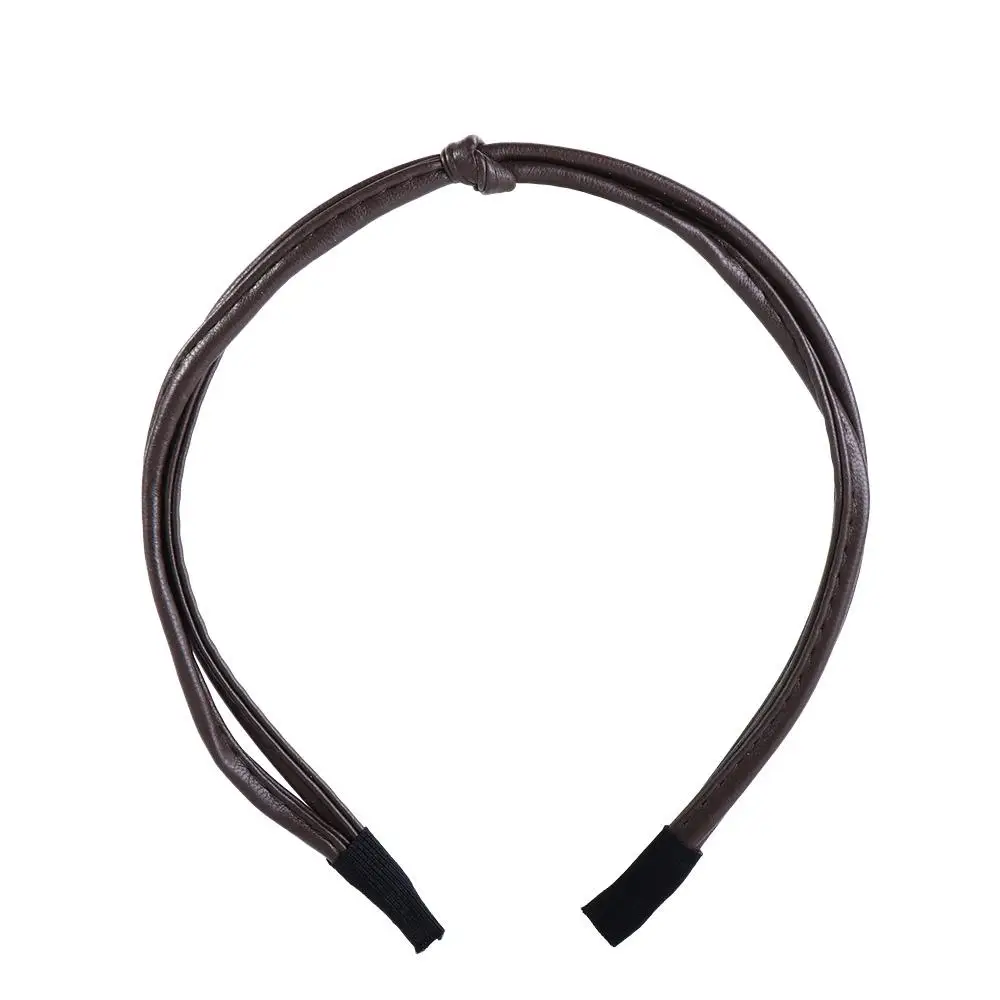Women Hairpin Hair Clip Gilrl Headband Knotted PU Leather Headband Female Hair Accessories Thin Hair Band Korean Style Headwear