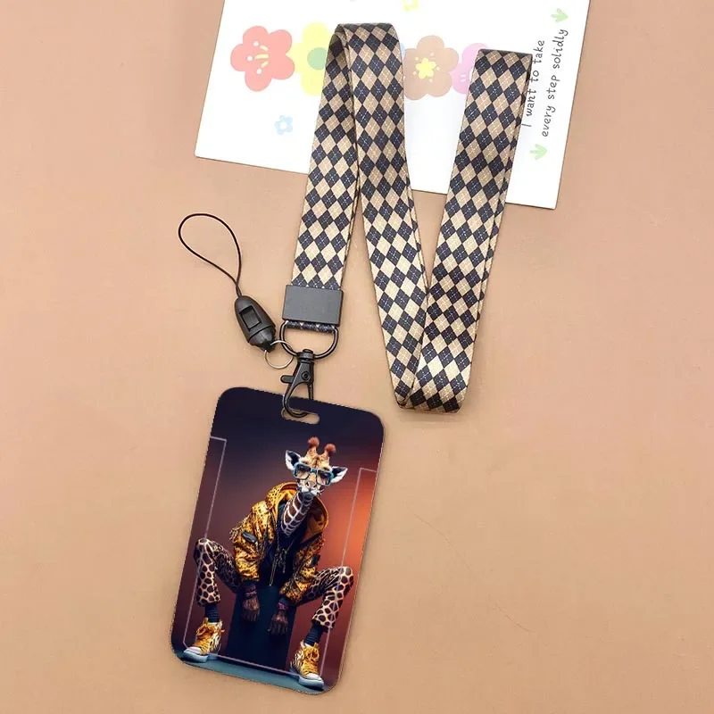 Versatile Animal Print Lanyard with ID Badge Holder & Charm