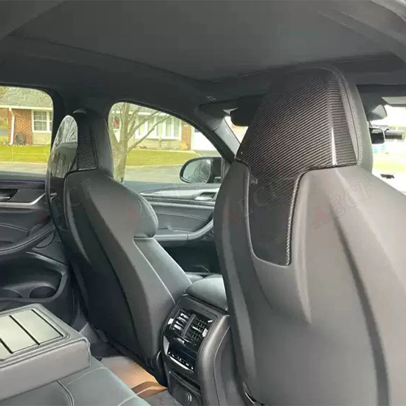 Housses de dossier de siège intérieur de voiture en fibre de carbone, garniture de coque de siège arrière, accessoire de voiture, garnitures pour BMW M3, figurine G80, G82, G83, 2021 +