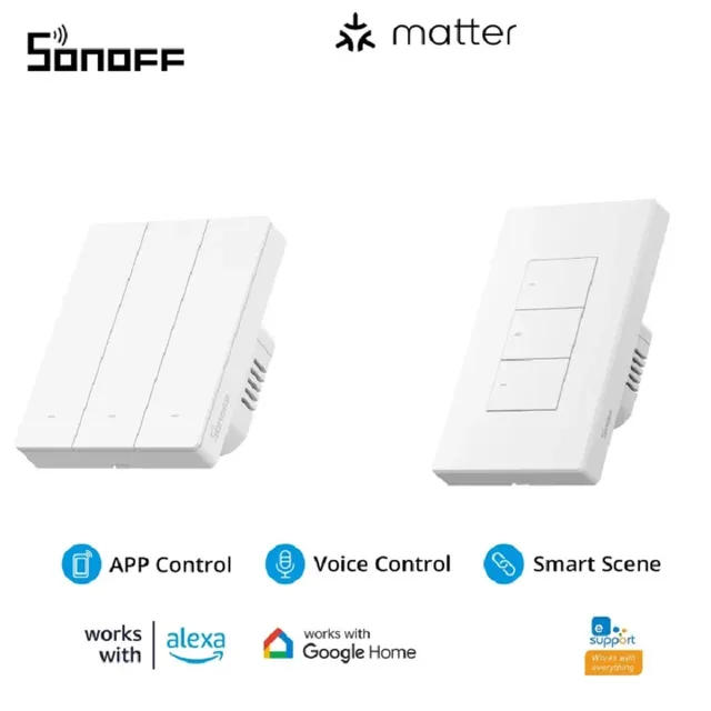 สวิตช์ติดผนังอัจฉริยะ Sonoff M5 Matter 80 86 120 WiFi ควบคุมด้วยเสียง รองรับ Homekit สำหรับ Alexa, Google Home, Alice และ SmartThings 1