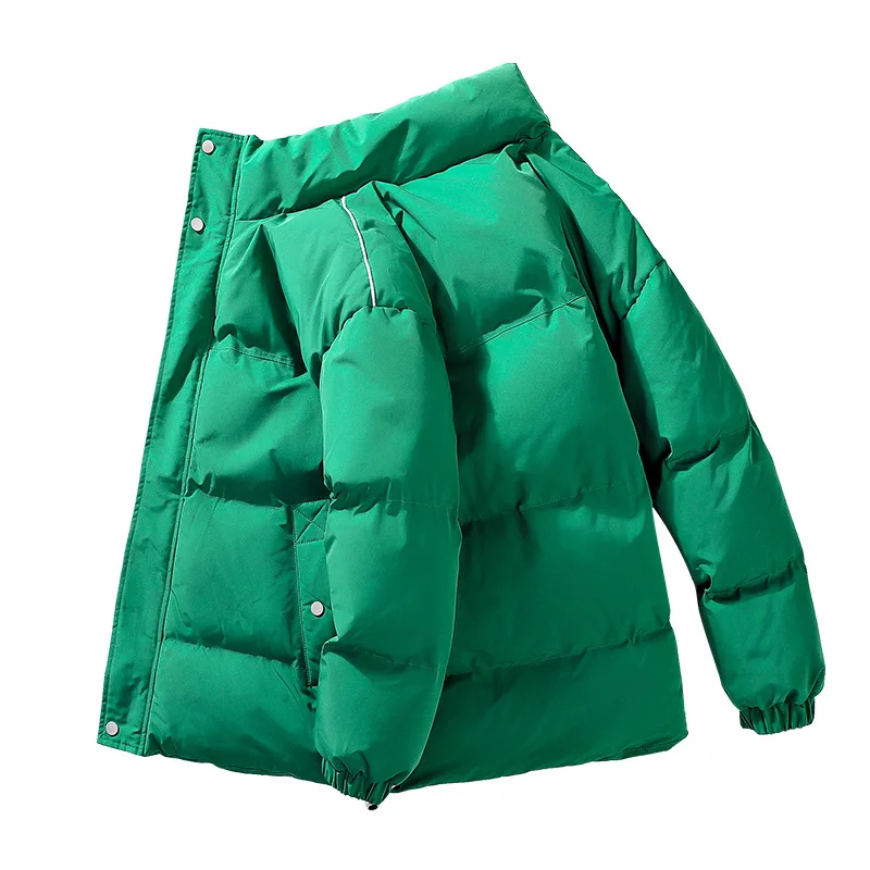 Winter Jackets Men Stand Collar Thicken Warm Parka Long Sleeve Solid Zipper Cotton-padded Jacket Coat Loose Casual New