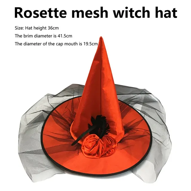 Halloween Hat For Kids Rose Mesh Gauze Witch Hat Party Cosplay Prop Supplies Unisex Wizard Hat Costume Personality Pointed Cap 5