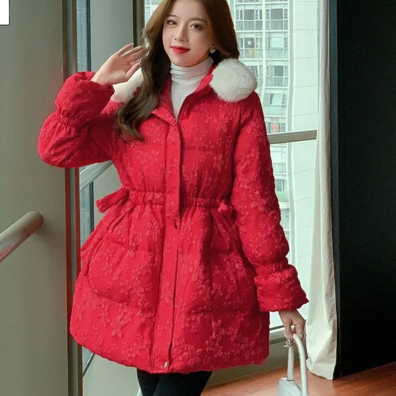 

Women Cotton Coat Winter Jacket Female A Sense of Niche Design Parkas Loose Long Outwear Large Fur Collar Warm Thick Overcoat