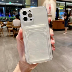 Transparent Card Slot Wallet Case - Shockproof Soft Clear Cover - Galaxy Note 9 (Clear)