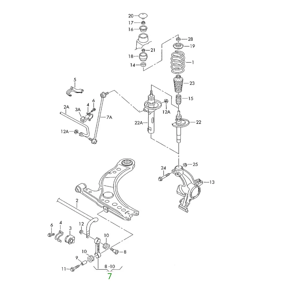 1Pcs 1J0411315K New Single Suspension Stabilizer Sway Bar Link For VW Golf MK4 5 MK6 Jetta Bora Bettle Audi A3 S3 Skoda Octavia