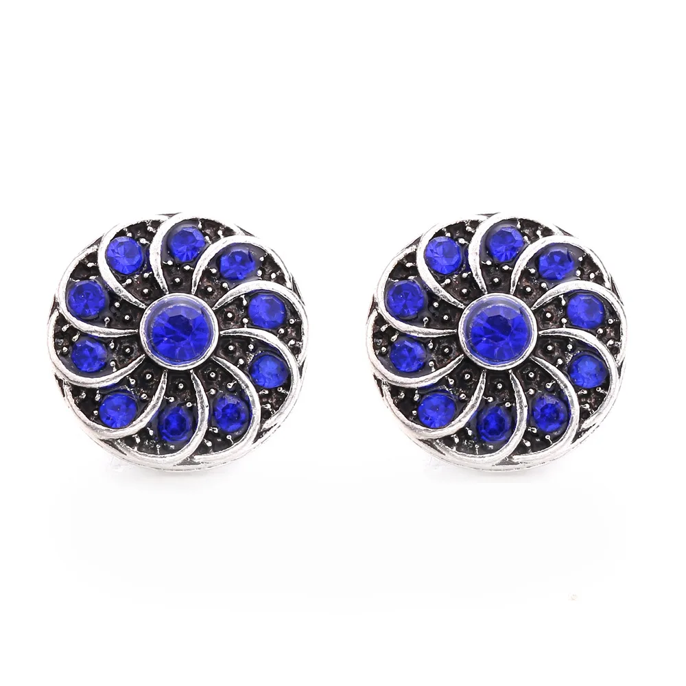 30pcs Vintage Style 12mm Snap Button Jewelry Charms Bracelets Crystal Flower 12mm Snap Buttons for Earrings Bracelet