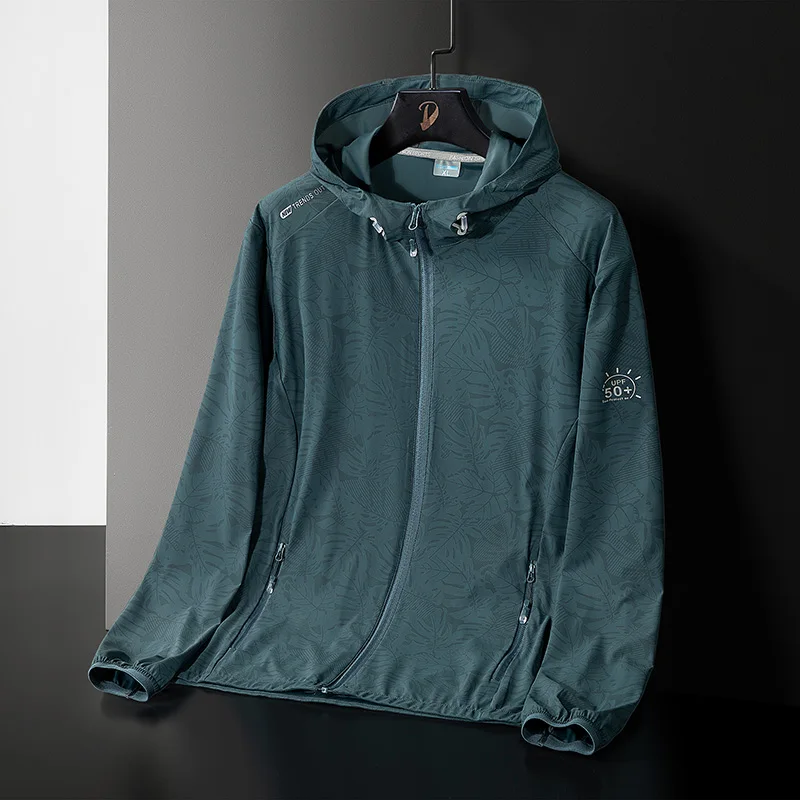 

Summer Ice Silk Sunscreen Jacket UPF50+UV Protection Loose Breathable Bicycle Sports Hooded Coat Casual Versatile windbreaker