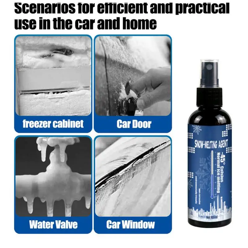Windshield De-Icer Fast Ice Melting Spray Defrosting Frost Spray Window Snow Melting Defrost Liquid For Cars Rvs