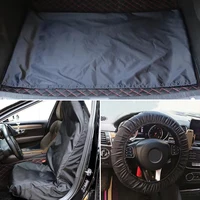 Car Black Seat Cover Repair Pull Cargo Waterproof Antifouling Dust Covers Steering Wheel Protective Cover Universal Boot Car Mat 6