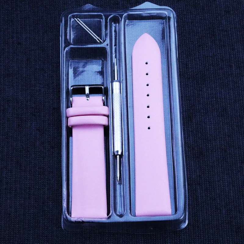 Genuine Watch strap Handmade Watch Bracelet Parts Accessories Green Bule Pink Soft Thin Strap and Tool Set ремешок для часо
