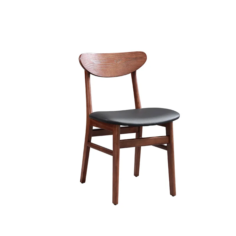 Modern Simplicity Fashionable Coffee Chair Dining Chair Upholstered with Solid Wooden Legs