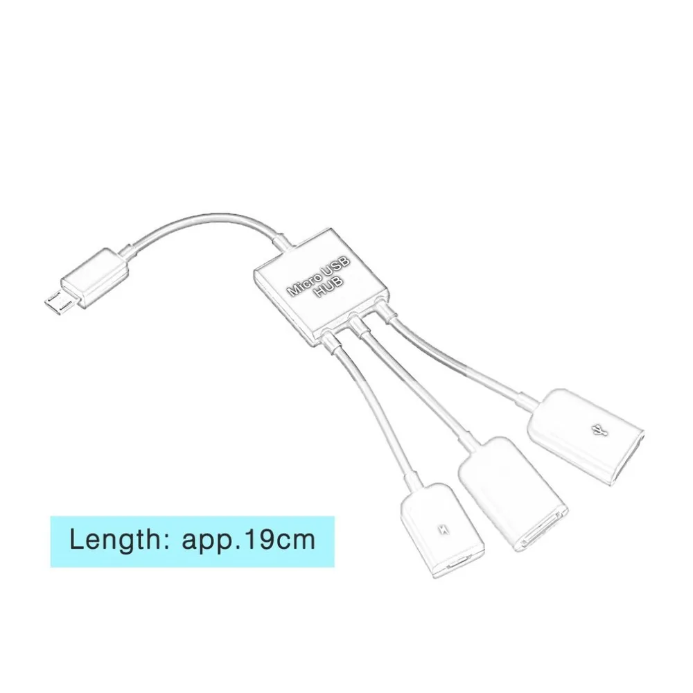 Newest 3 in 1 Micro USB Type C HUB Male to Female Double USB 2.0 Host OTG Adapter Cable For Smartphone Computer Tablet 3 Port