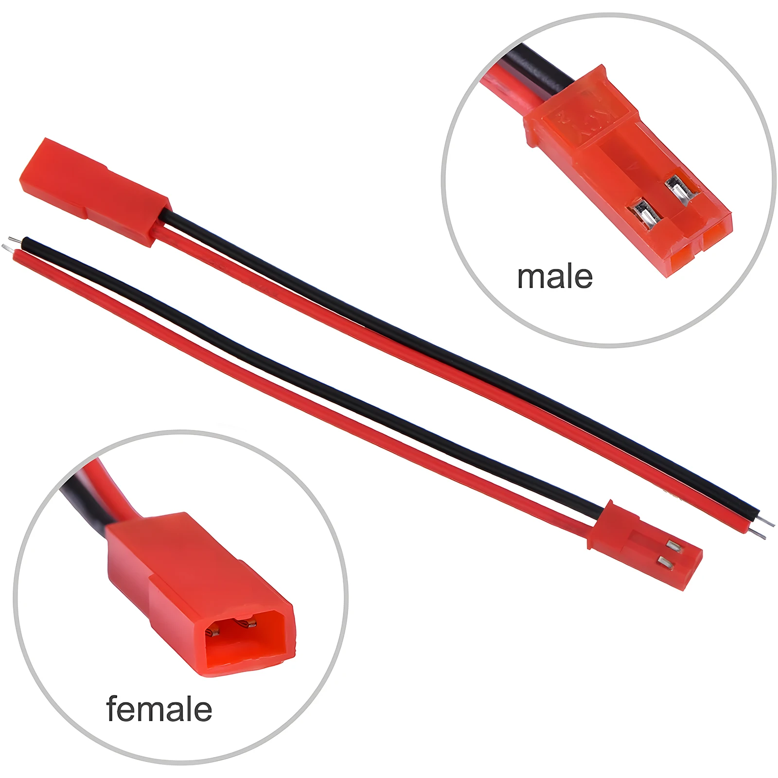 JST Connectors 200mm JST Plug Connector 2P Male Female Cable Wire for RC Toys Battery Helicopter DIY