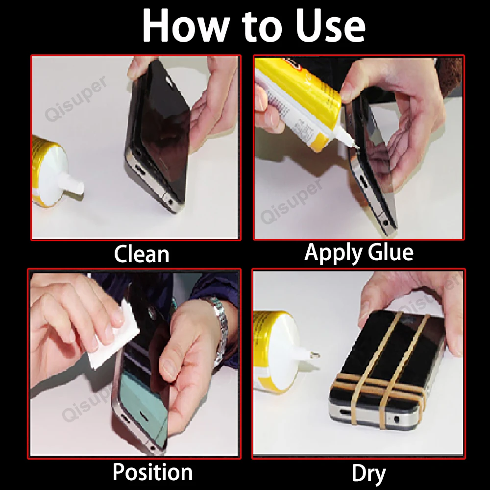 Black Glue Cellphone Screen Display Repair Contact Epoxy Adhesive E7000 Transparent Leather Silicone Super Sealant Bond Zhanlida 5