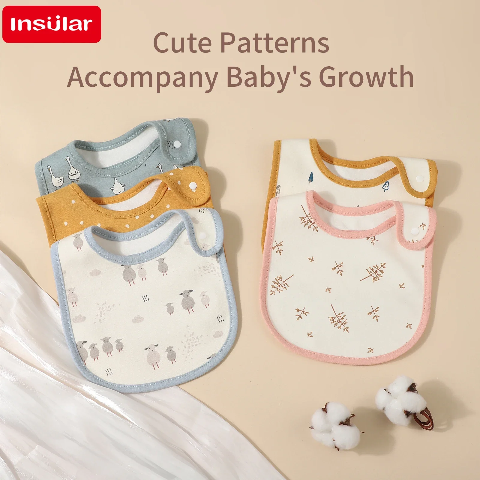 조절 가능한 3겹  턱받이 부드러운 U자형  침 흡수 타월 면 소재 수유 스카프 (13세용)