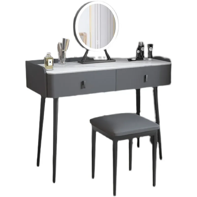 

Роскошный скандинавский туалетный столик для девочек со светодиодной подсветкой, современный туалетный столик для хранения, украшение для спальни в европейском стиле