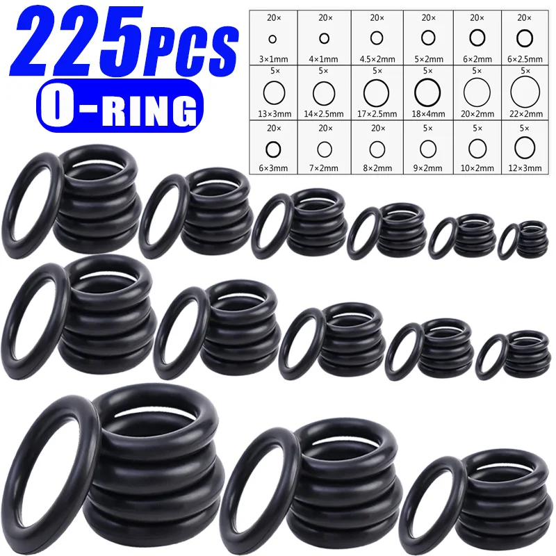 O Ring Seal Set 225 Pcs Car Seals Washer Rubber O Ring Gasket 18 Type Assortment Kit Auto Accessories