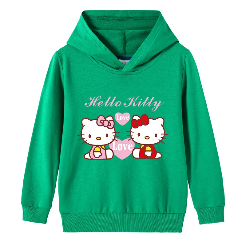 thumbnail image 1 of Hello Kitty nueva primavera otoño suéter con capucha de algodón para niños niñas moda pulóver Tops niños bebé Casual sudaderas deportivas, 1 of 5