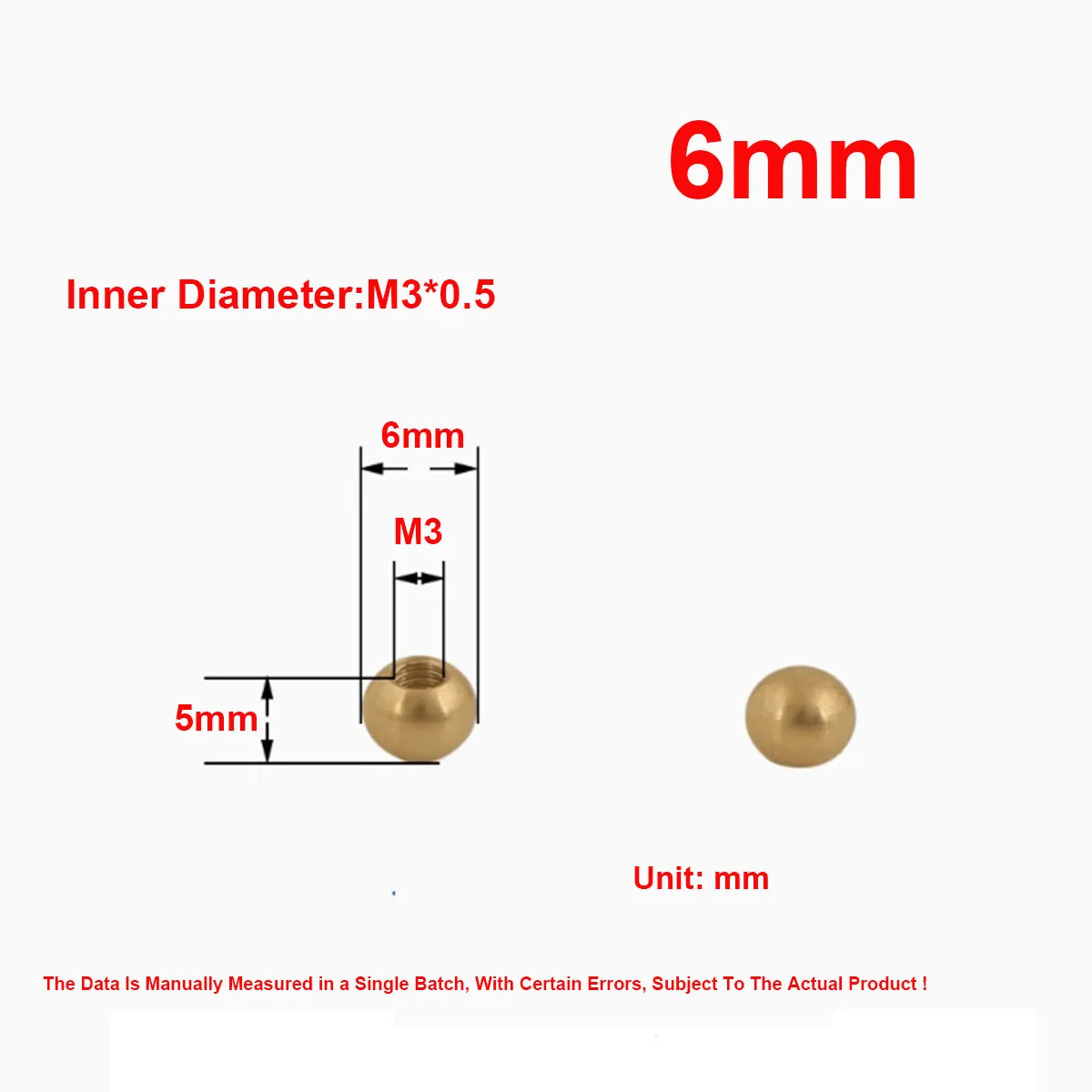Pure Brass Internal Thread Spherical Nut Bald Head Plug Decorative Screw Cap Lighting Fixture Accessories M6M8M10M12