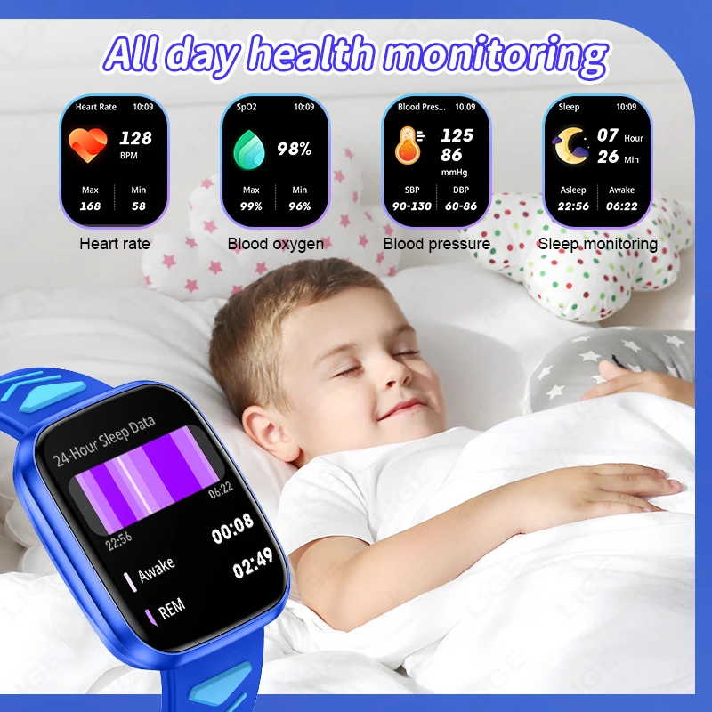 LIGE Kids Games Smart Watch For Age 5-12 Kids Gifts Music Player Pedometer Children SmartWatch Waterproof Child Clock Watches