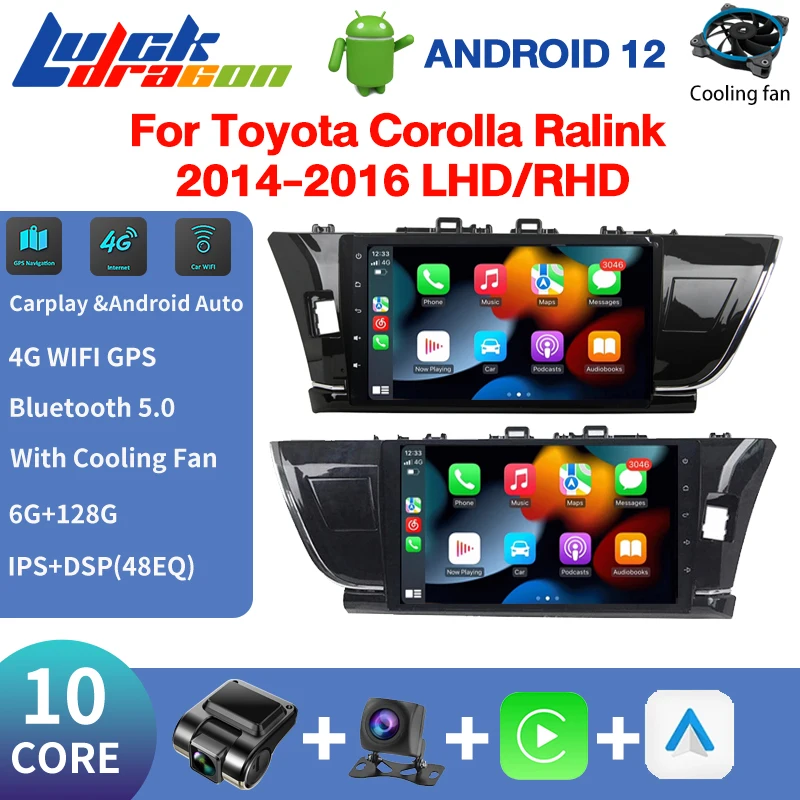 

2Din Android Auto For Toyota Corolla Ralink 2014-2018 LHD RHD Android 12 Car Stereo Radio Multimedia Video Player Navigation