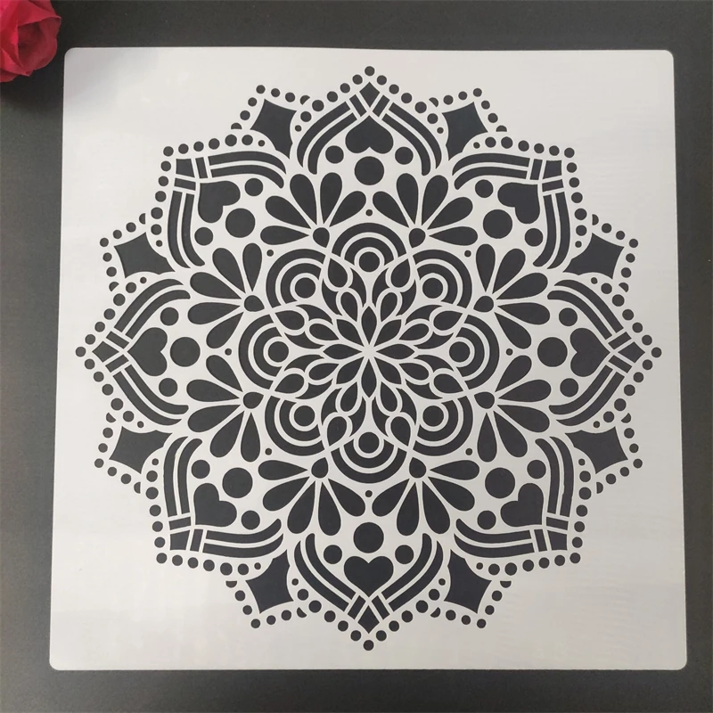 30 * 30cm 만다라 DIY 레이어링 스텐실 벽화 스크랩북 색칠 엠보싱 앨범 장식 템플릿