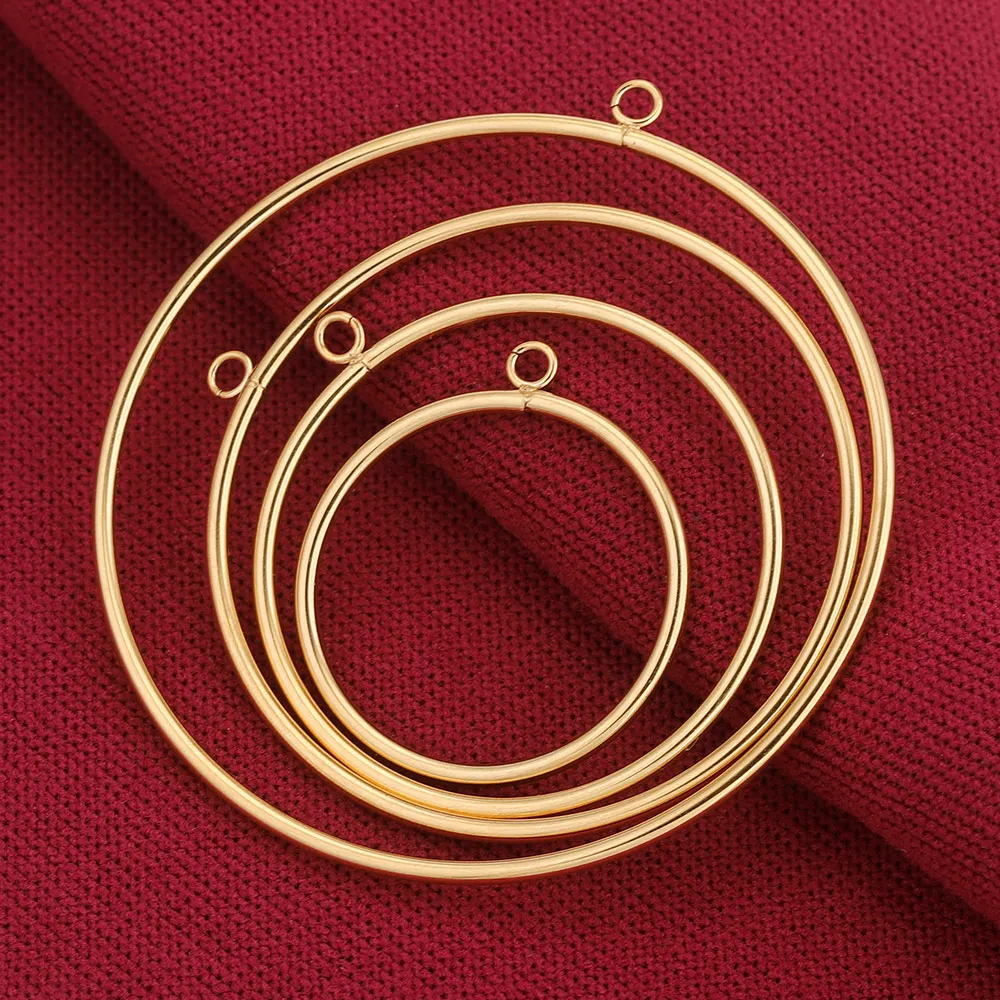 Set of 10 Gold-Plated Stainless Steel Large Circle Ring Charm Bezels