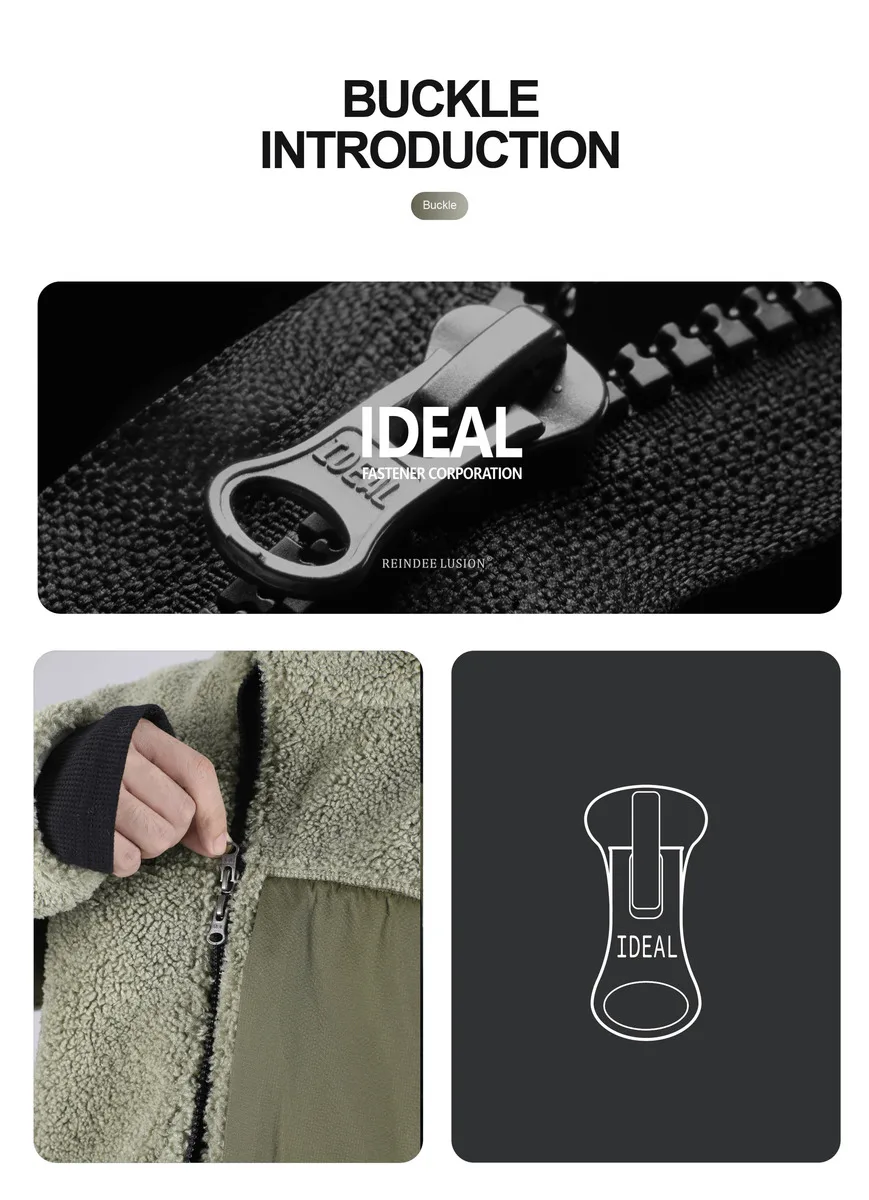 Reindee Lusion 22FW  Diagonal zipper fleece jacket warm coat spicing materials multiple pockets techwear gorpcore outdoor