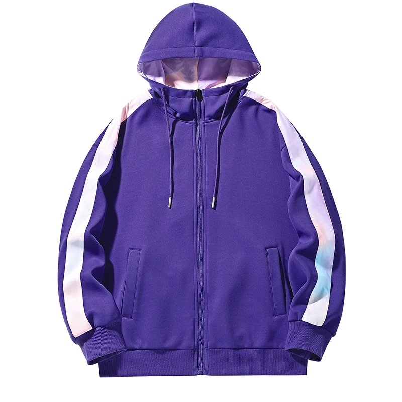 

Contrast American hooded sweater trend spring and autumn cardigan jacket for men and women's casual sports loose streetwear