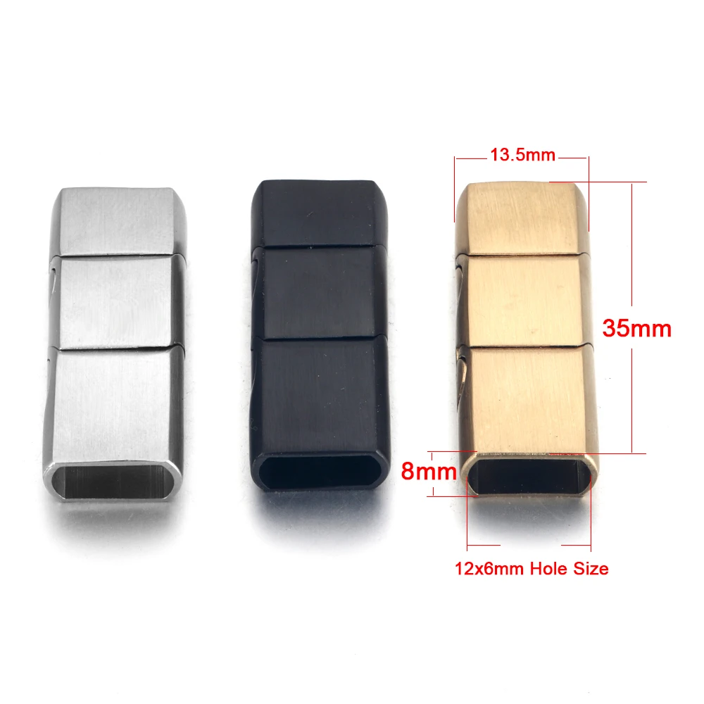 Dreiteiliger Magnetverschluss aus Edelstahl, Lederband, verlängerte Verschlüsse für DIY-Armbandzubehör, Schmuckherstellungszubehör – Detail 3