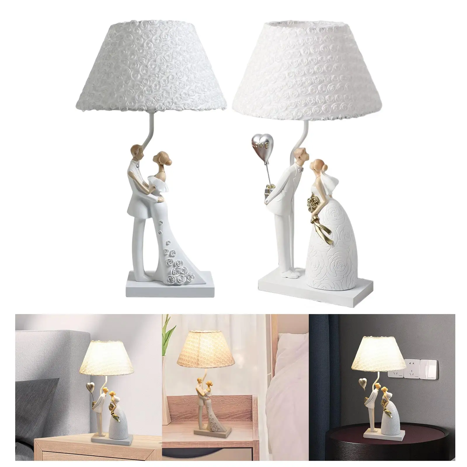 Tabletop Resin Lovers Couple Ornament Bedroom Table Lamp USB lamp man and Woman