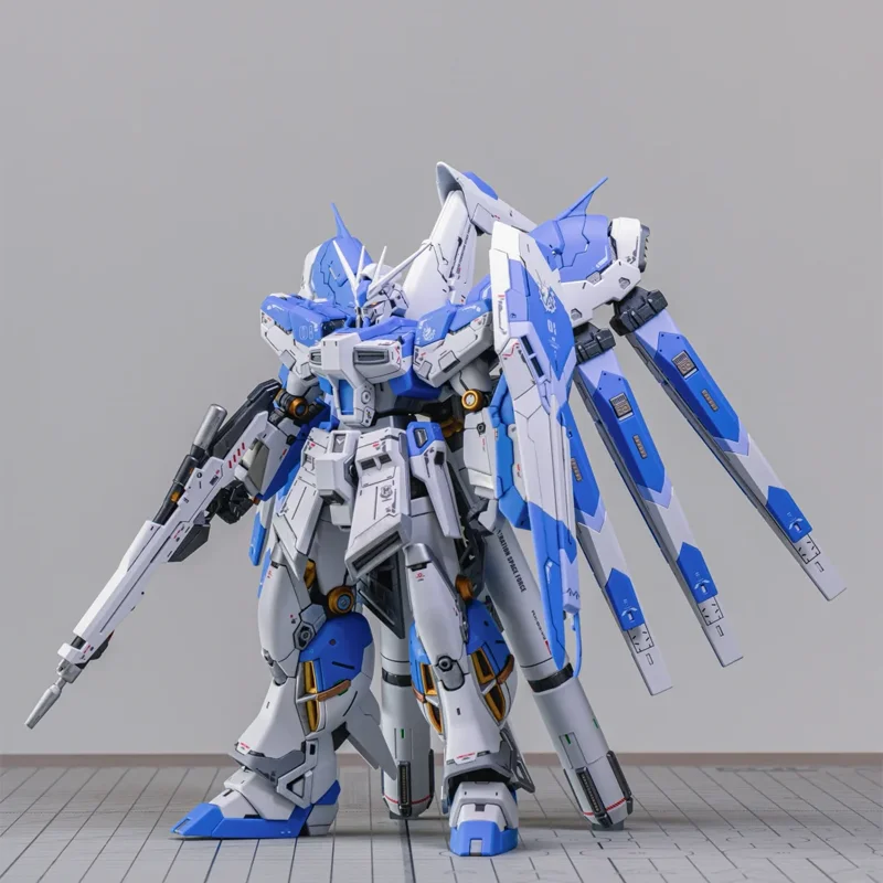GL RG 1/144 Hi-ν Amuro Ray Custom Mech Bausatz Actionfigur Jungen-Puzzle-Spielzeug Geschenk Sammlerstück Desktop-Ornament Puppe