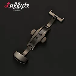 Stainless Steel Polished Watchband Butterfly Clasp Buckle Accessories - 22mm (Black)