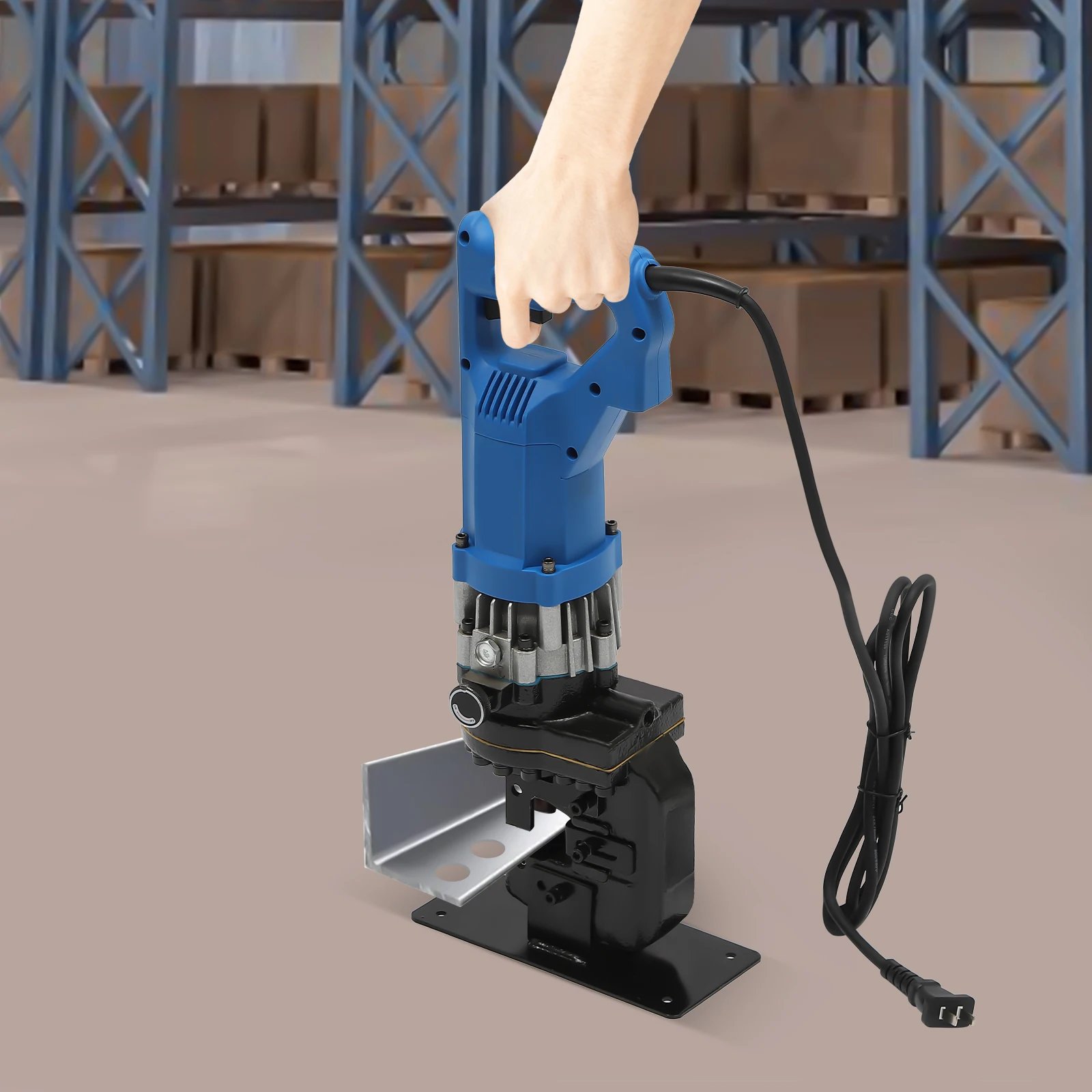 1800W Punching Machine Electric Hydraulic Metal Hole Puncher 5 Set Dies for Iron Copper Aluminum Plate Angle Steel 5