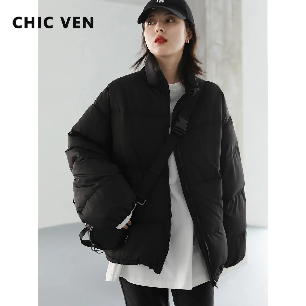 Mid-length Loose Bread Jacket White Duck Down Jacket Women Long Over The Knee Thick and Warm Loose
