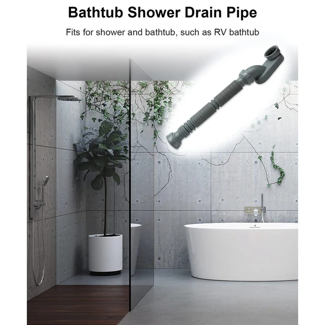 Low Profile 1 1/2 P Trap, Flexible Bathtub Shower Drain Pipe, Flat P Trap  Freestanding Tub Drain for Bath