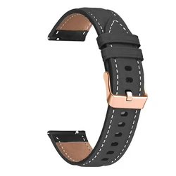 Elegant 20mm Leather Smartwatch Strap - Premium Watchband Wristband Bracelet - Amazfit GTS 2e (Black)
