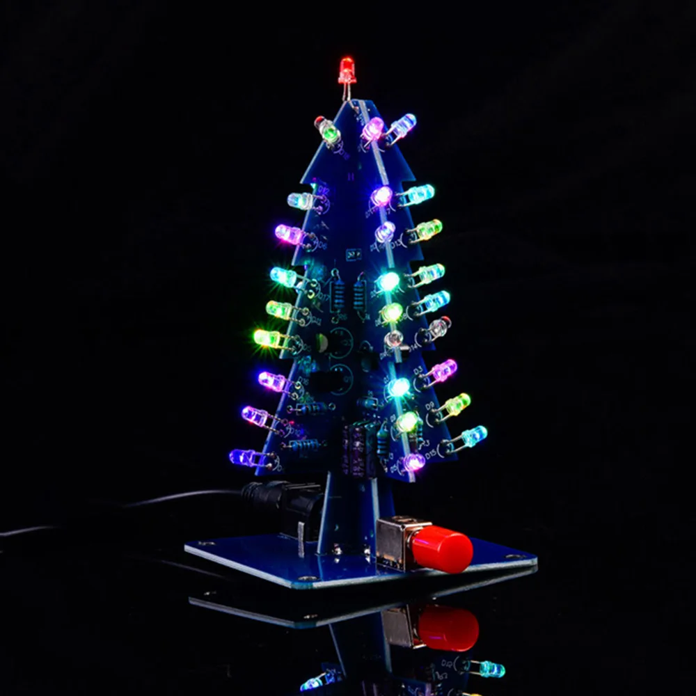 Kit d'arbre de noël clignotant LED, Kit électronique de bricolage, pratique de soudage électronique, apprentissage, arbre de noël 3D coloré
